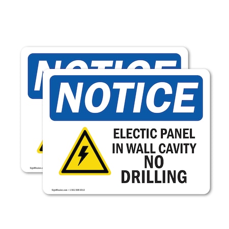Electrical Panel In Wall Cavity Sign With Symbol, 18 in W x Rectangle, Vinyl Decal